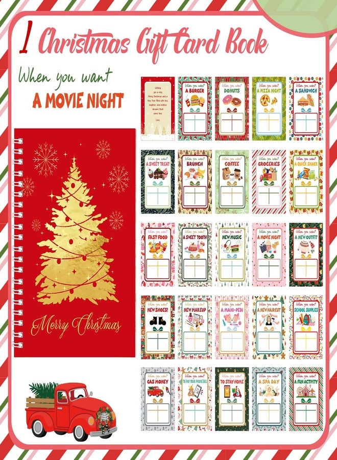 Fuyoooo Christmas Gift Card Book 7 x 5 Inch Double-sided Spiral College Survival Gift Card Book Merry Christmas Booklet for Xmas holiday Daughter Son High School College Supplies(Red,1 Pcs) - Image 3